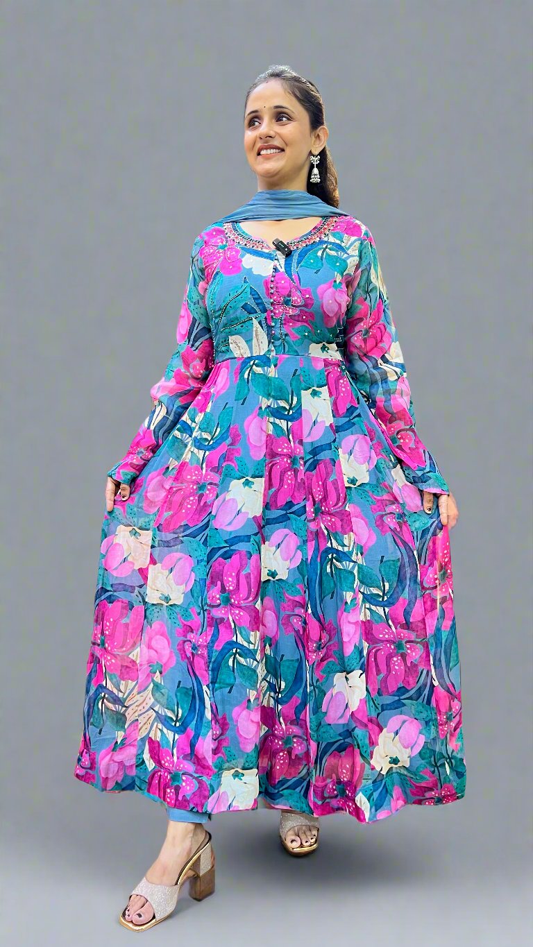 avee pure chinon anarkali suit