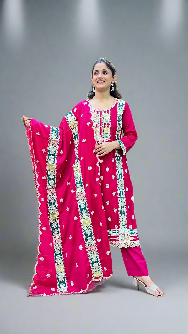 agrah pure chinon suit