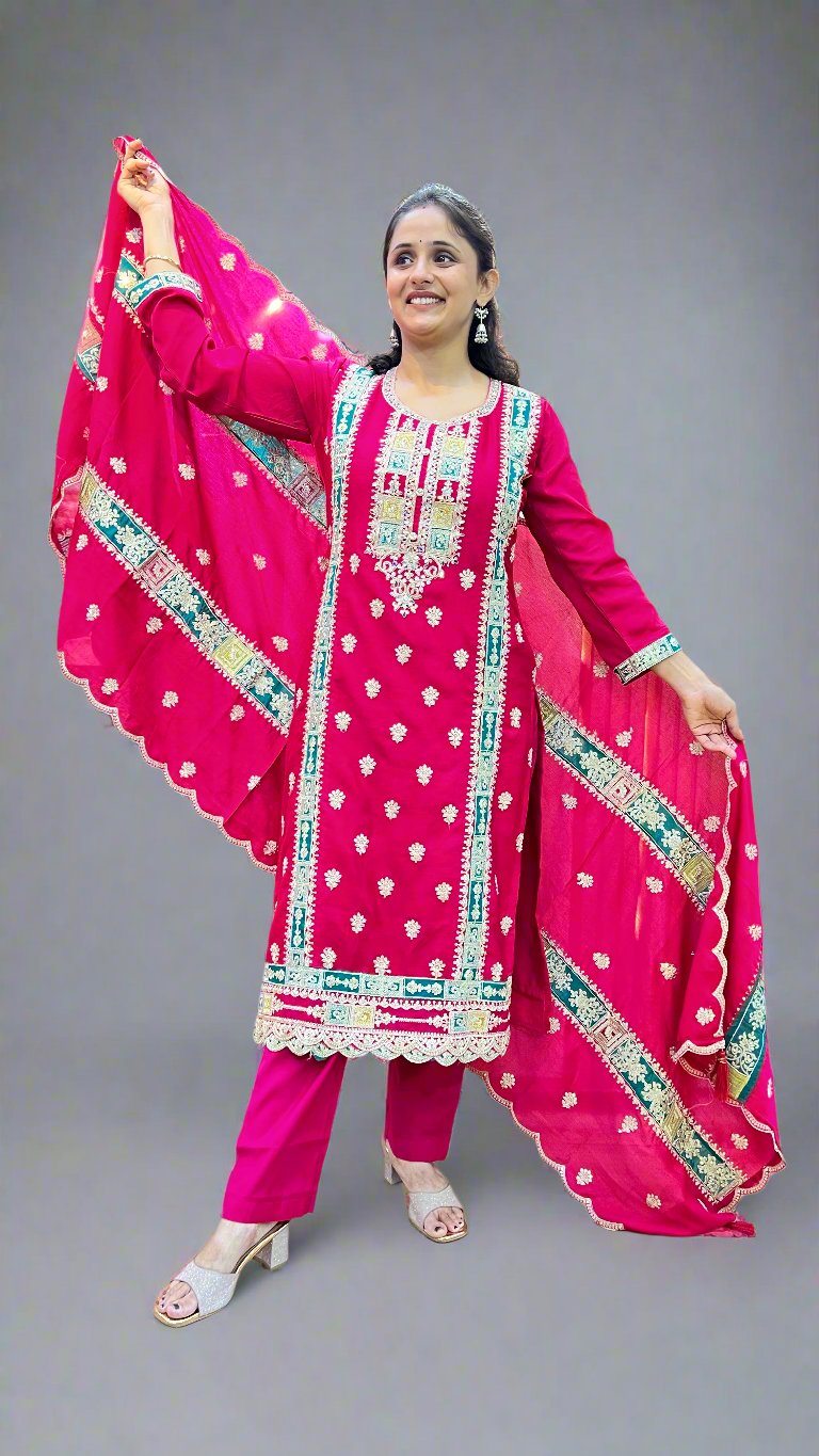 agrah pure chinon suit