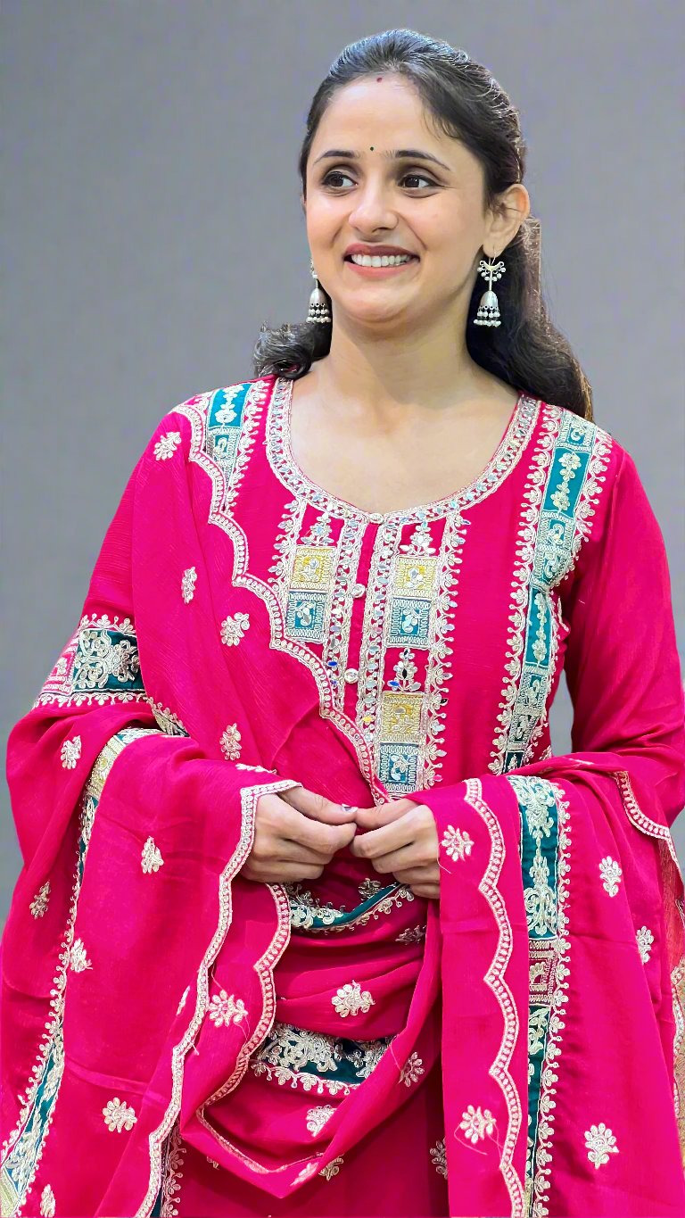 agrah pure chinon suit