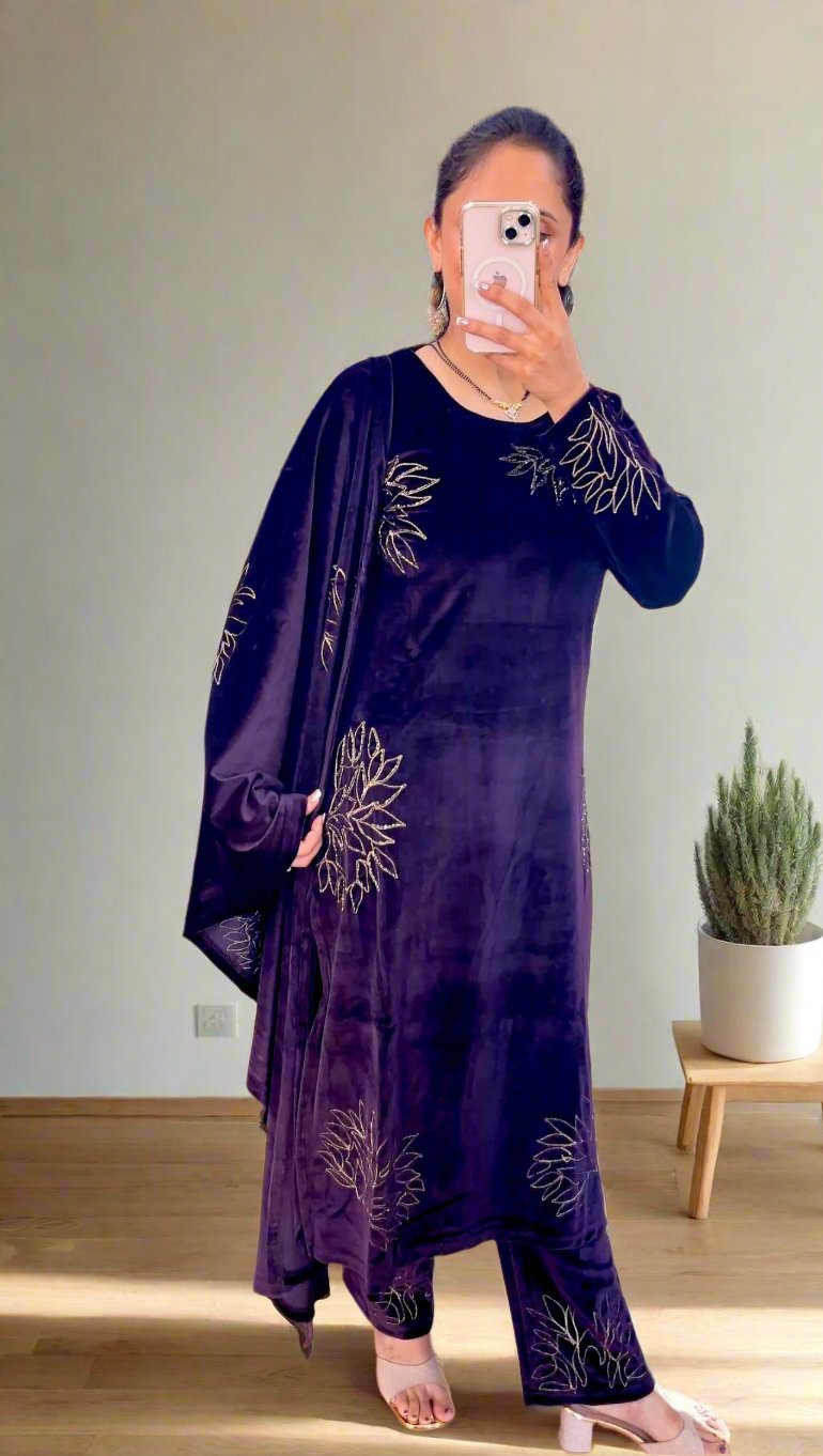 Adhya soft velvet suit