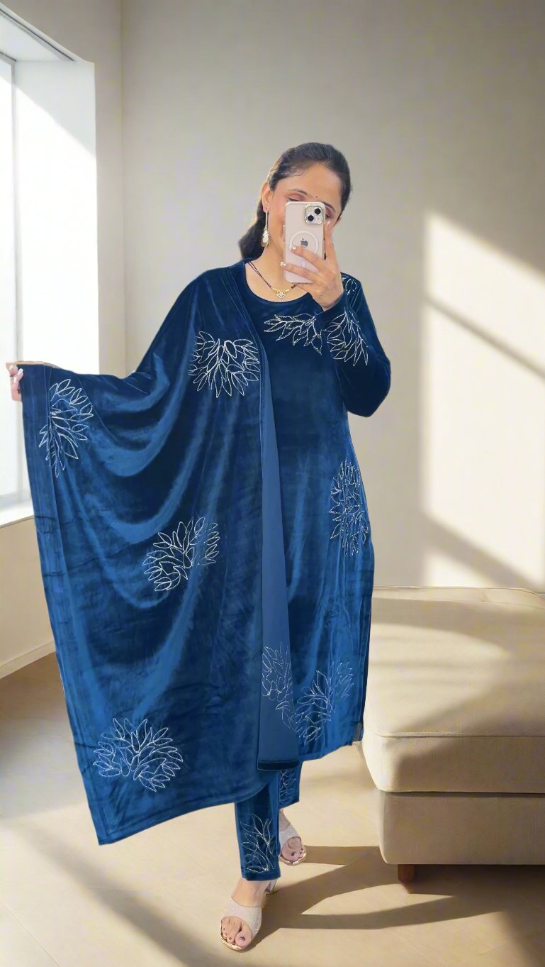 Adhya soft velvet suit