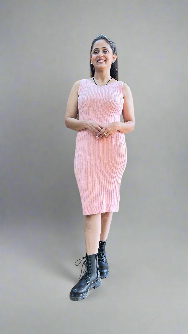 woolen dress with ponchu top