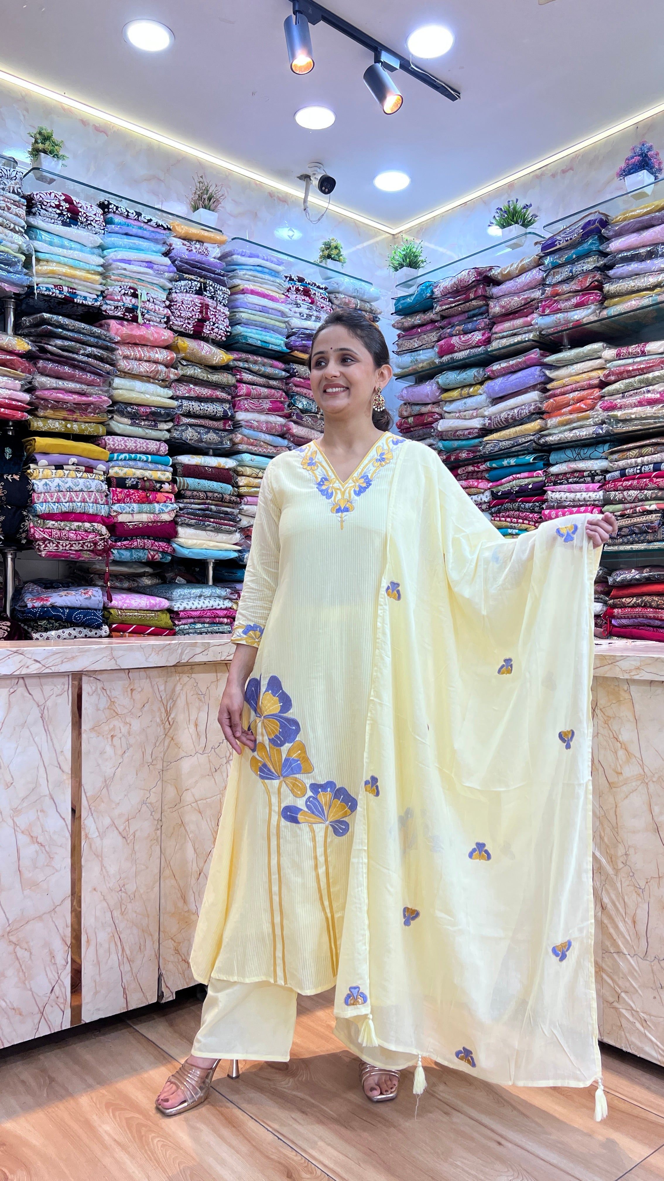 Pure mul A-line embroidered suit ( tj 22767 )