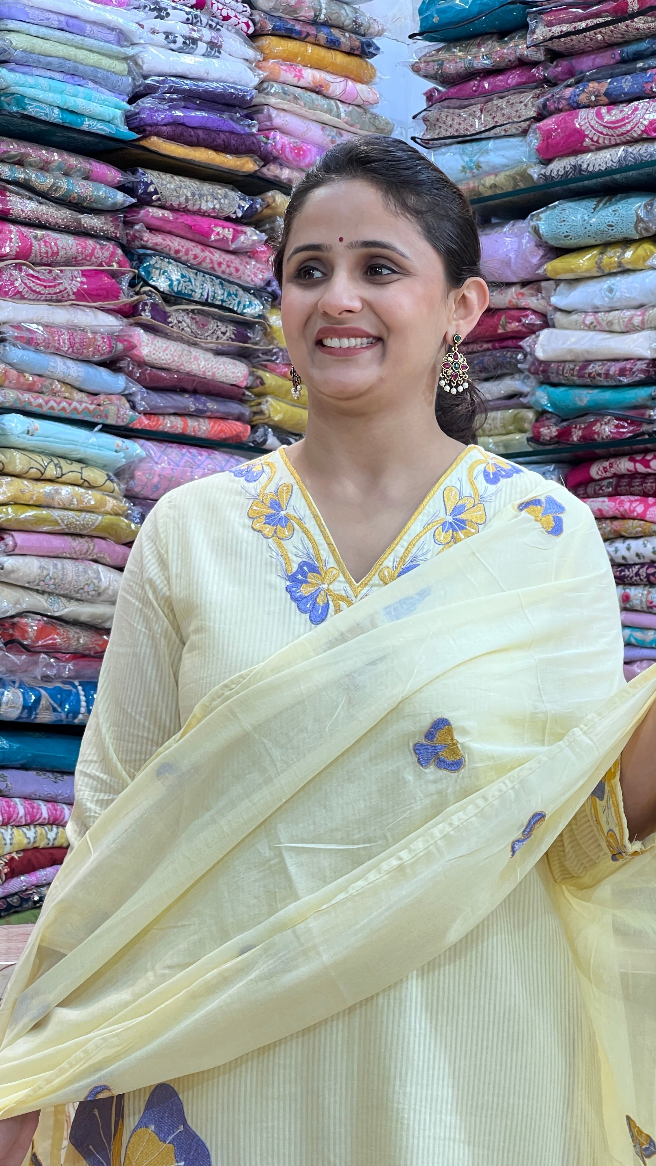 Pure mul A-line embroidered suit ( tj 22767 )