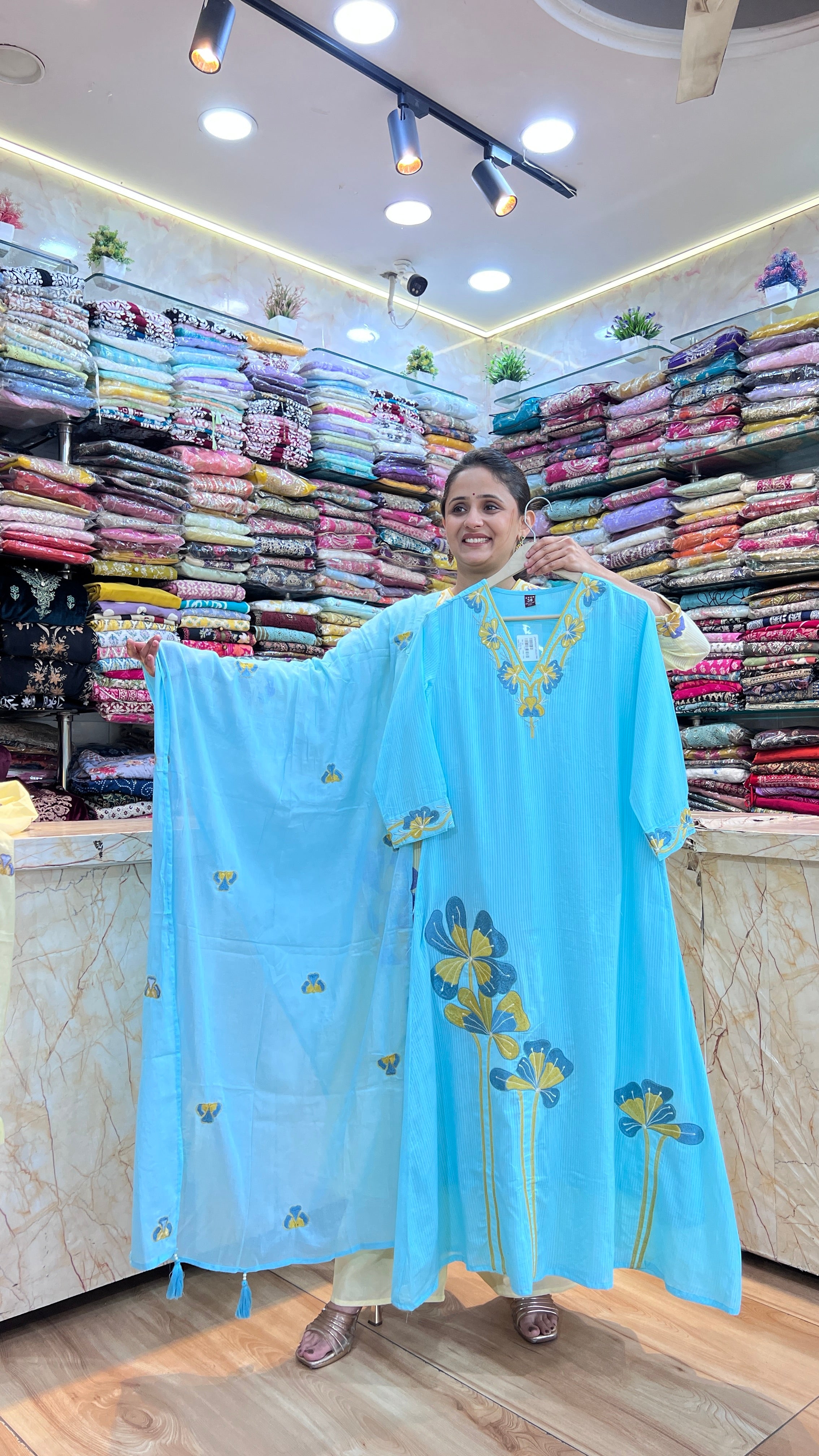 Pure mul A-line embroidered suit ( tj 22767 )