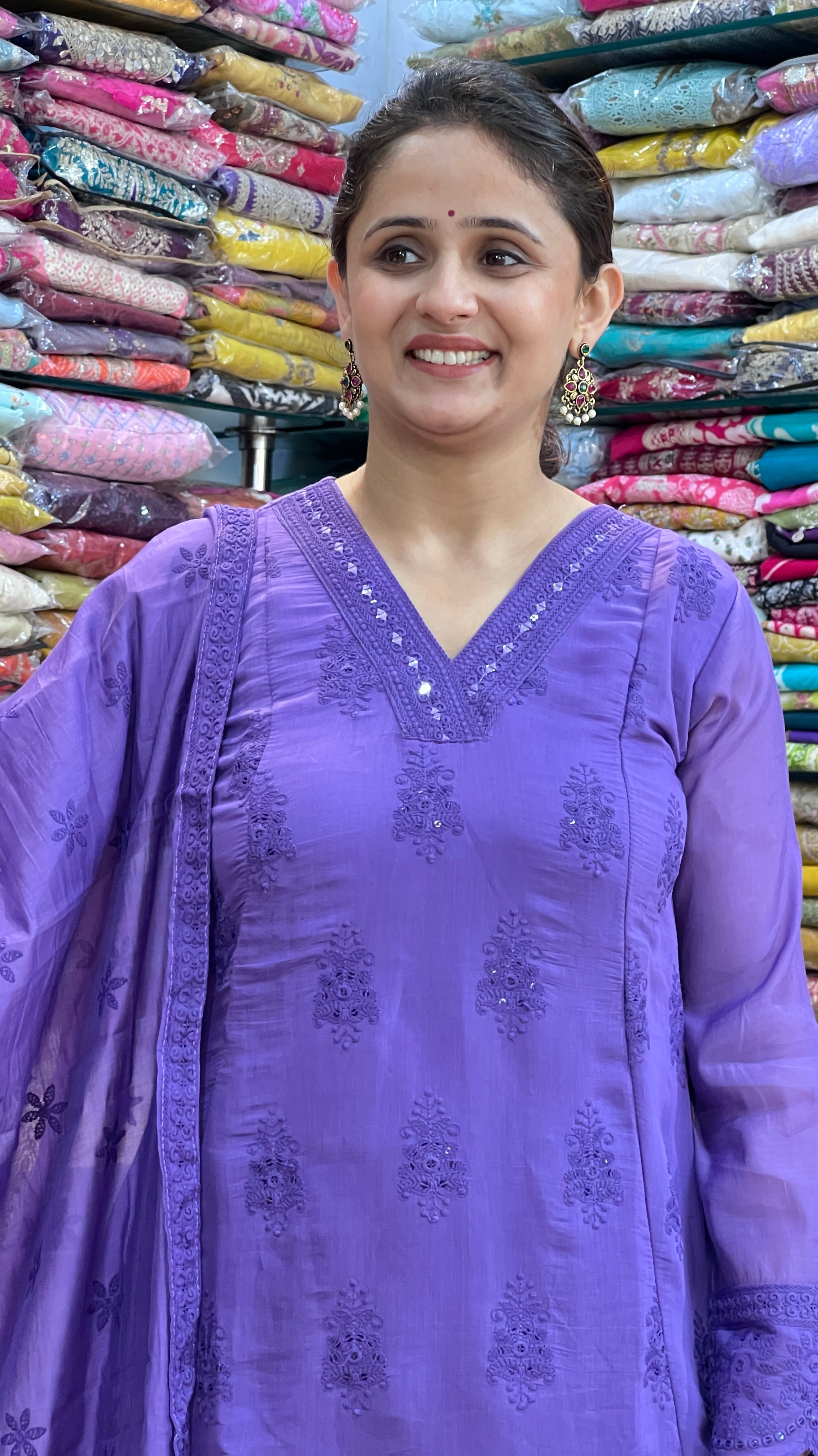 Mul chanderi A-line suit ( tls 12467 )