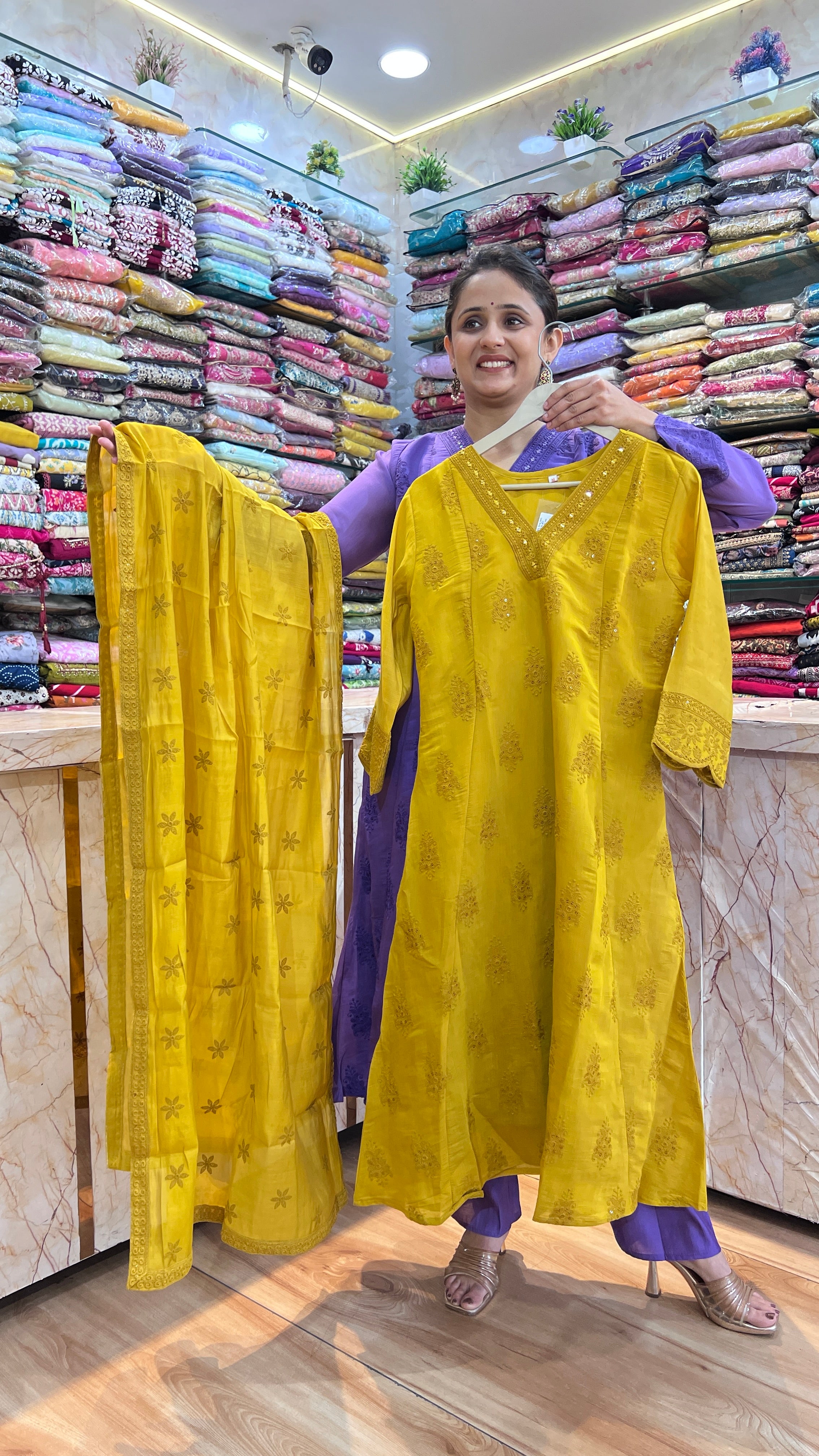 Mul chanderi A-line suit ( tls 12467 )