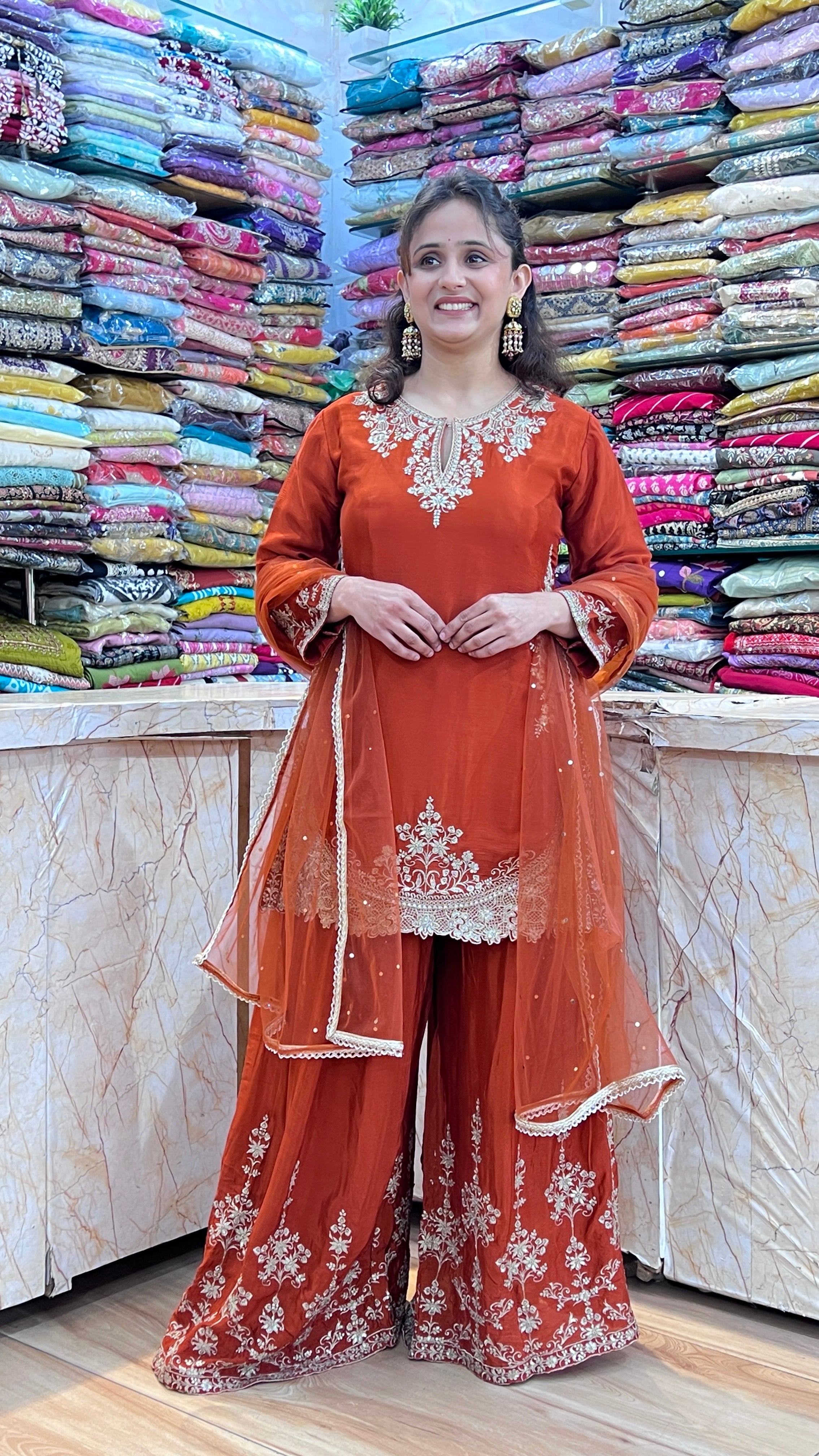 Chinon embroidered suit with wide plazo ( tj 23567 )