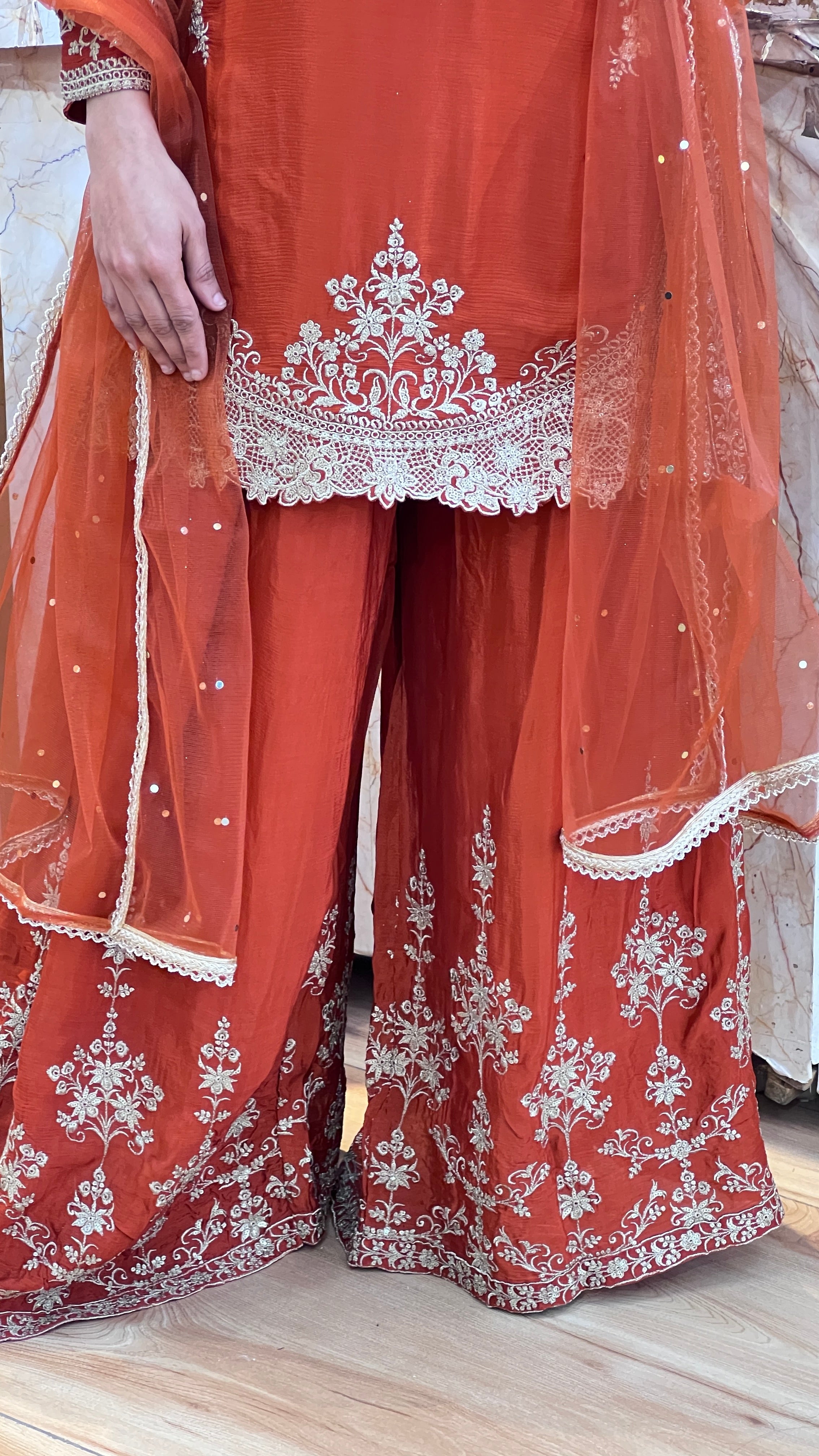 Chinon embroidered suit with wide plazo ( tj 23567 )
