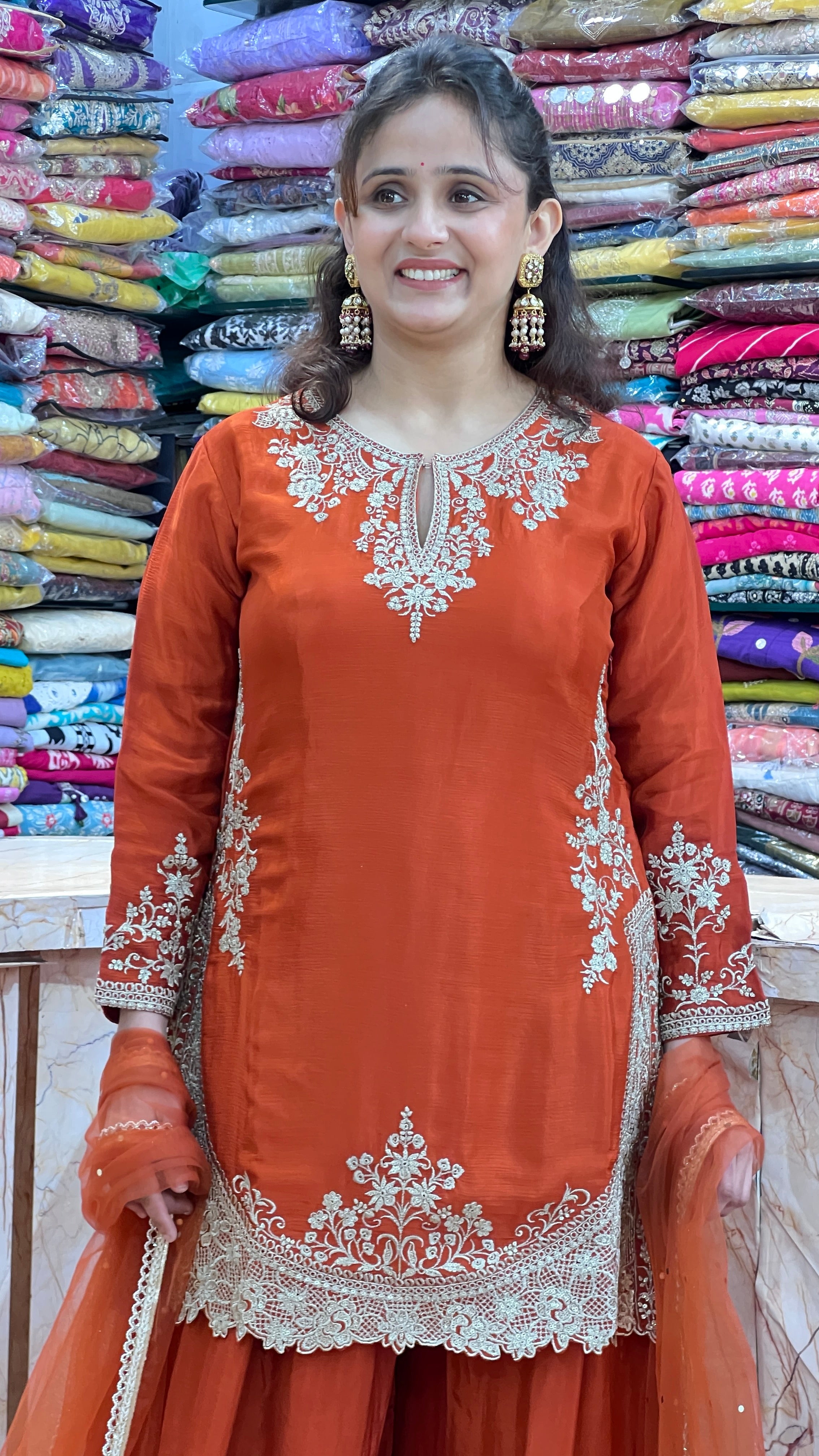 Chinon embroidered suit with wide plazo ( tj 23567 )