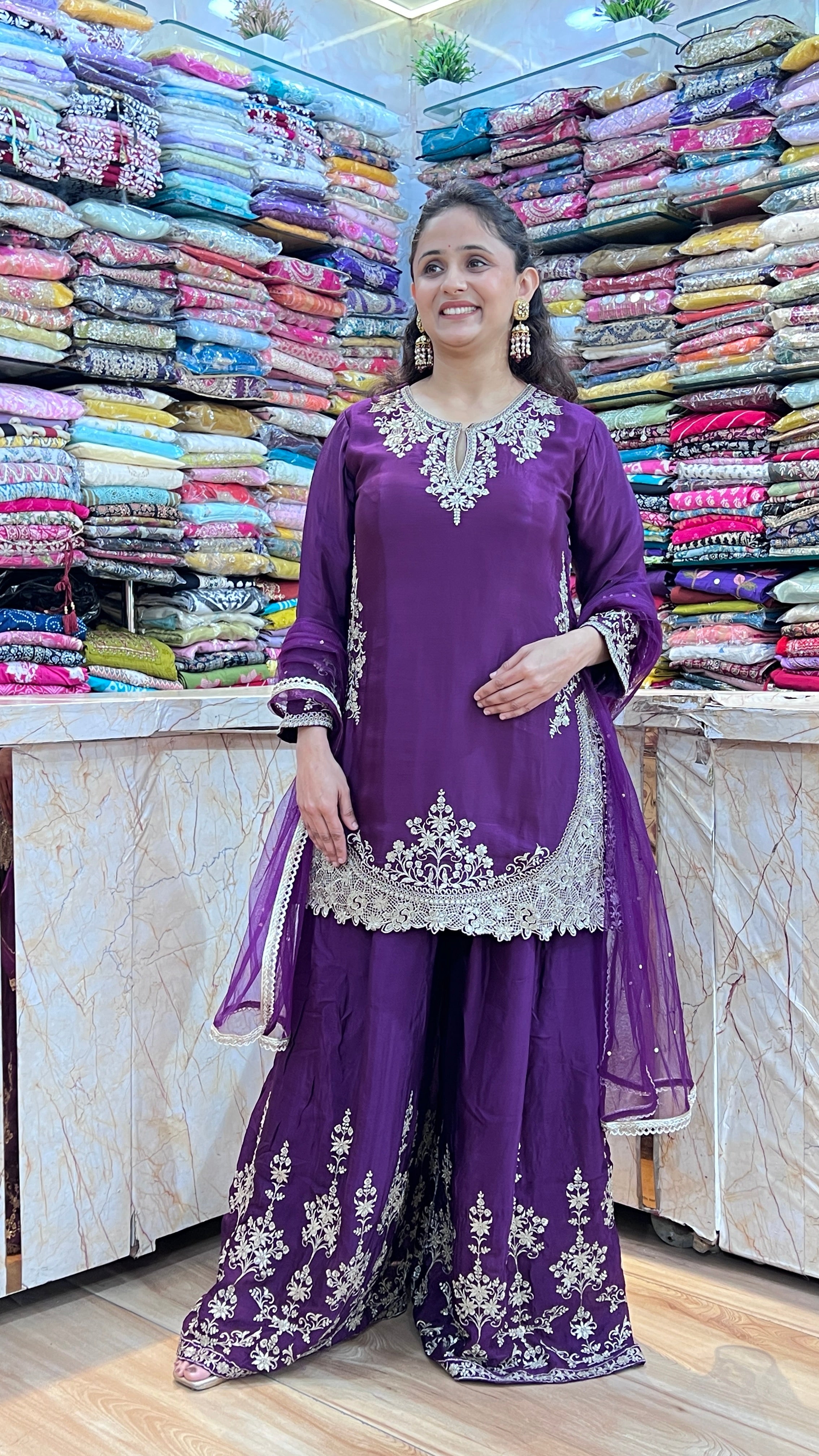 Chinon embroidered suit with wide plazo ( tj 23567 )