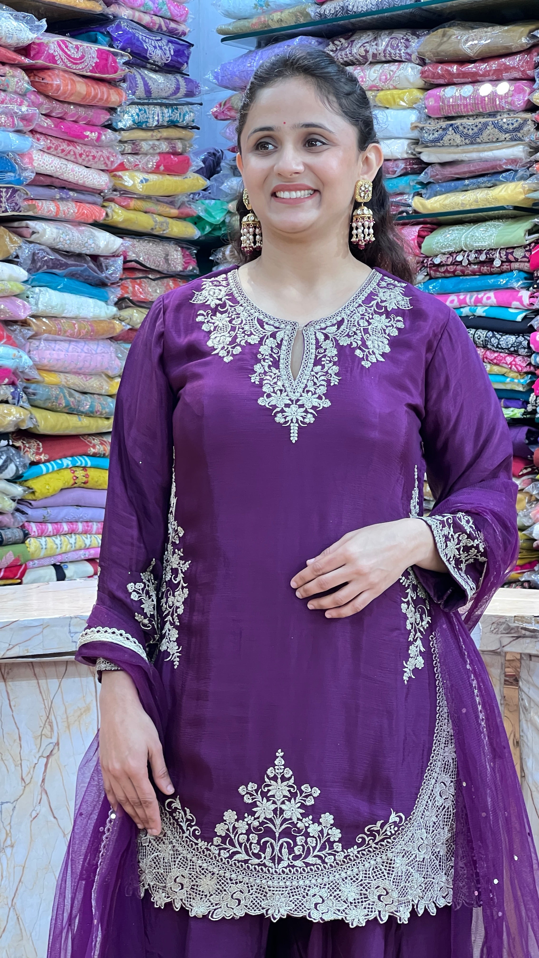 Chinon embroidered suit with wide plazo ( tj 23567 )