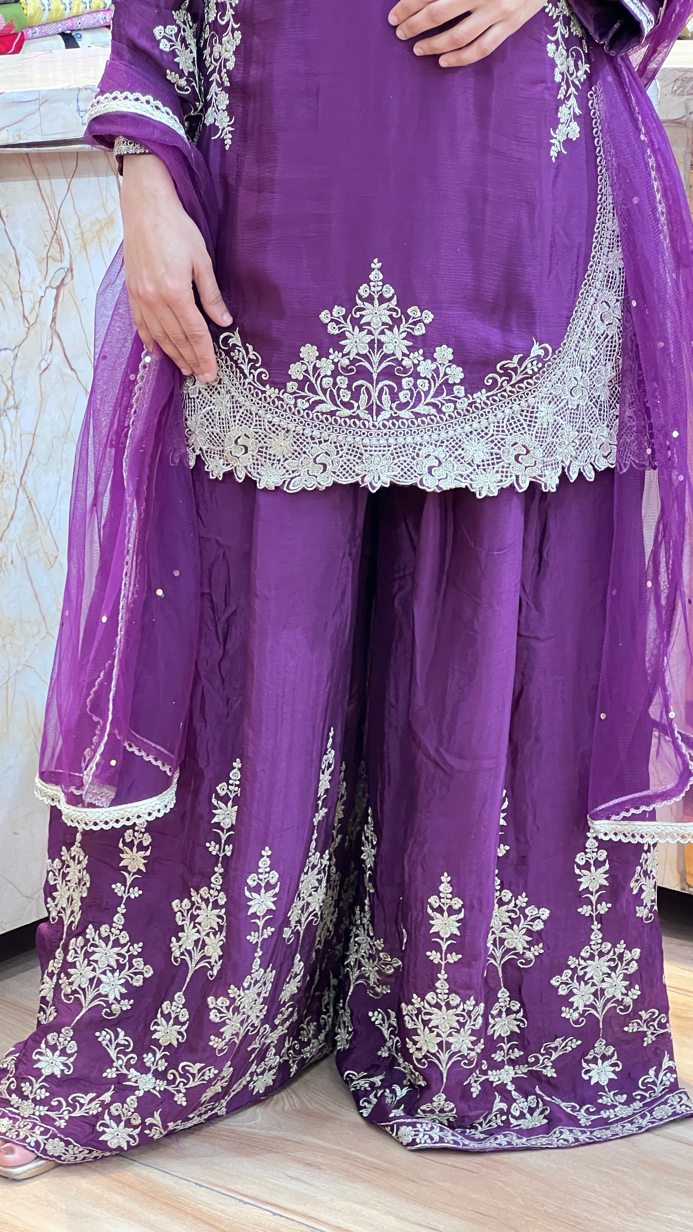 Chinon embroidered suit with wide plazo ( tj 23567 )