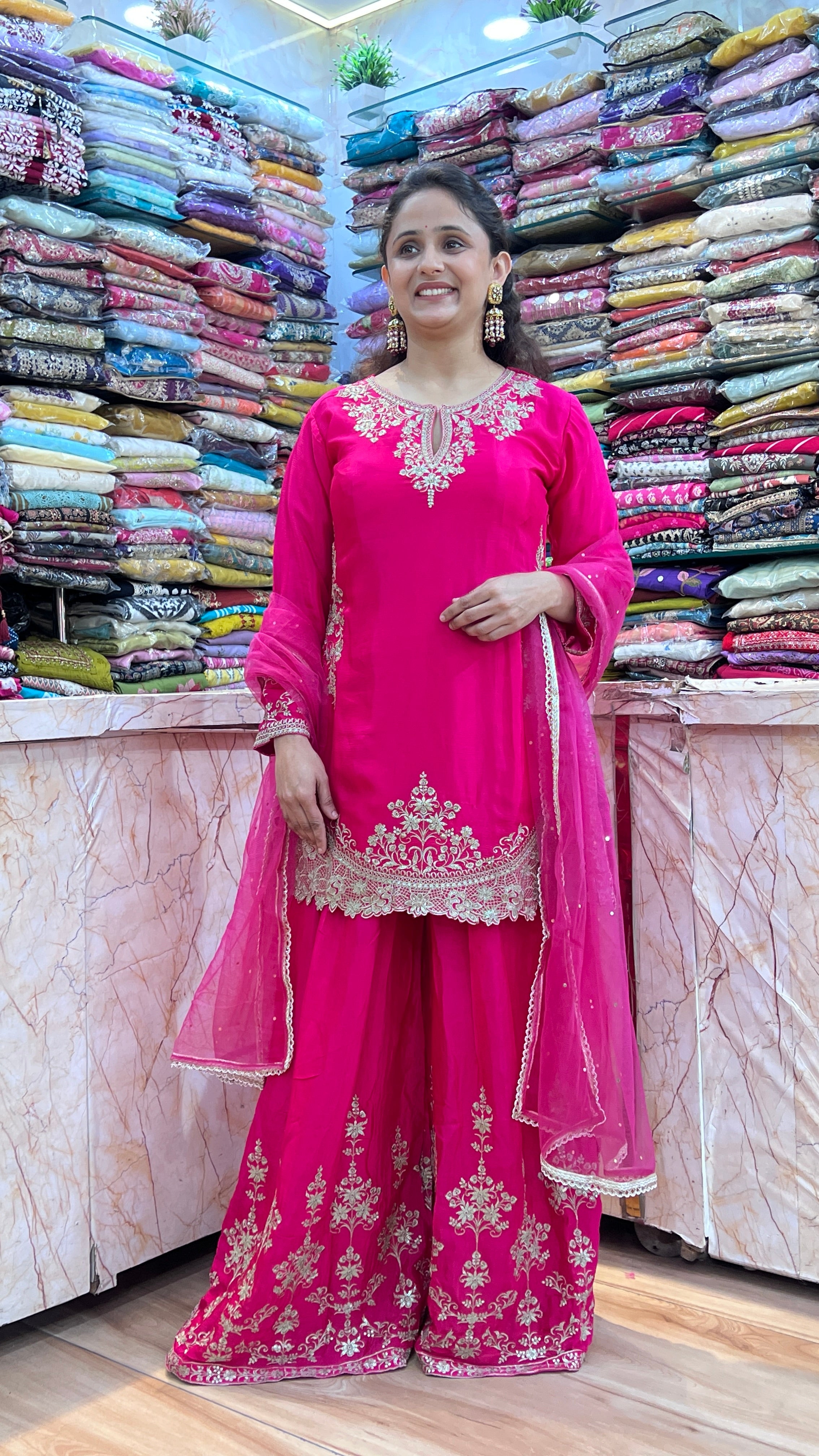 Chinon embroidered suit with wide plazo ( tj 23567 )