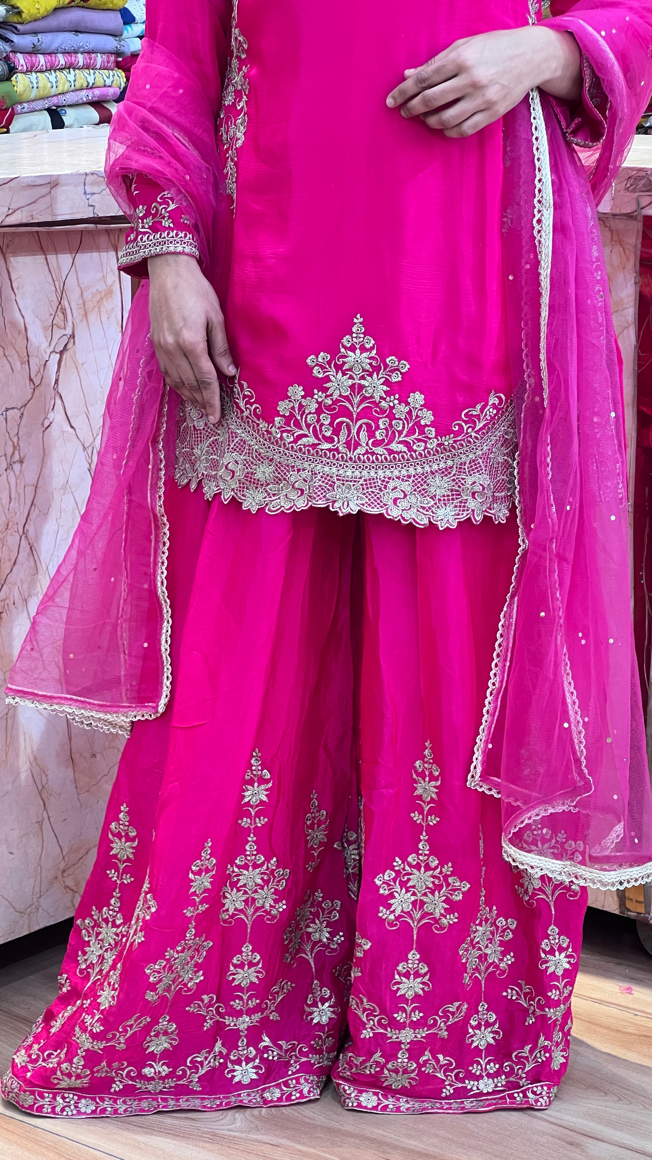 Chinon embroidered suit with wide plazo ( tj 23567 )