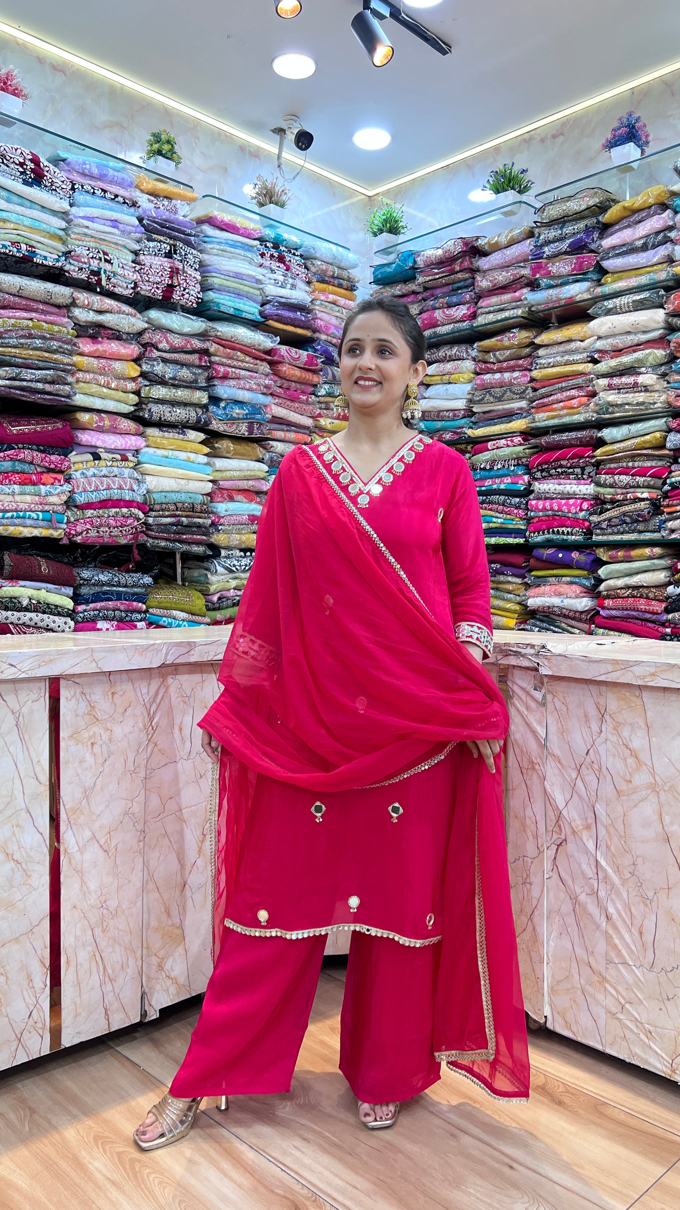 Pure crape mirror work suit ( ym 57667 )