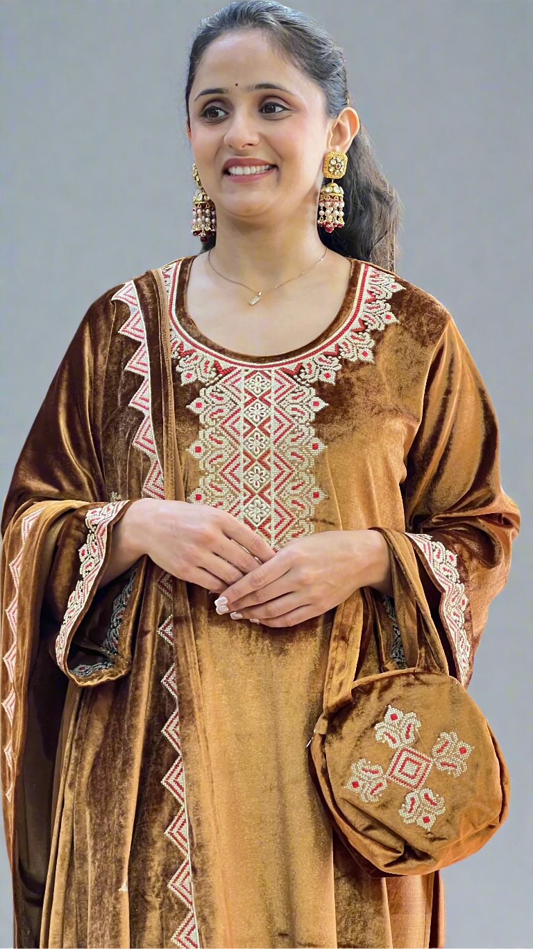 amlhe velvet pakistani suit