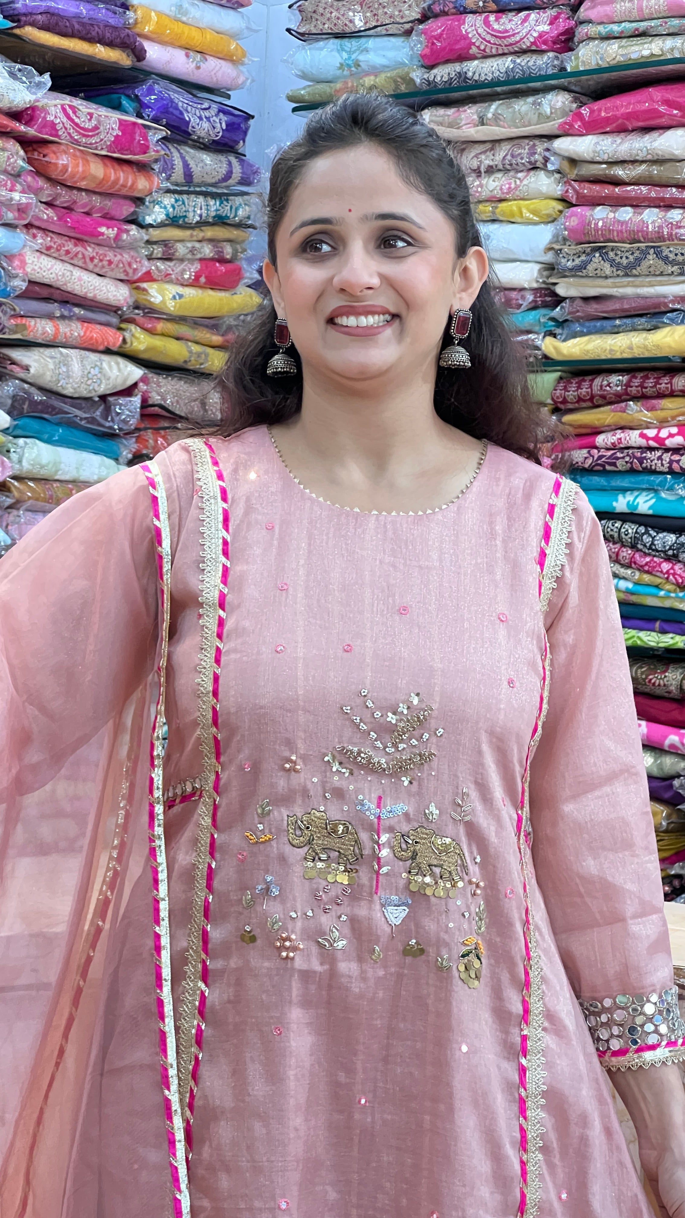 Designer A-line shimmer tissue suit ( tj 24267 )