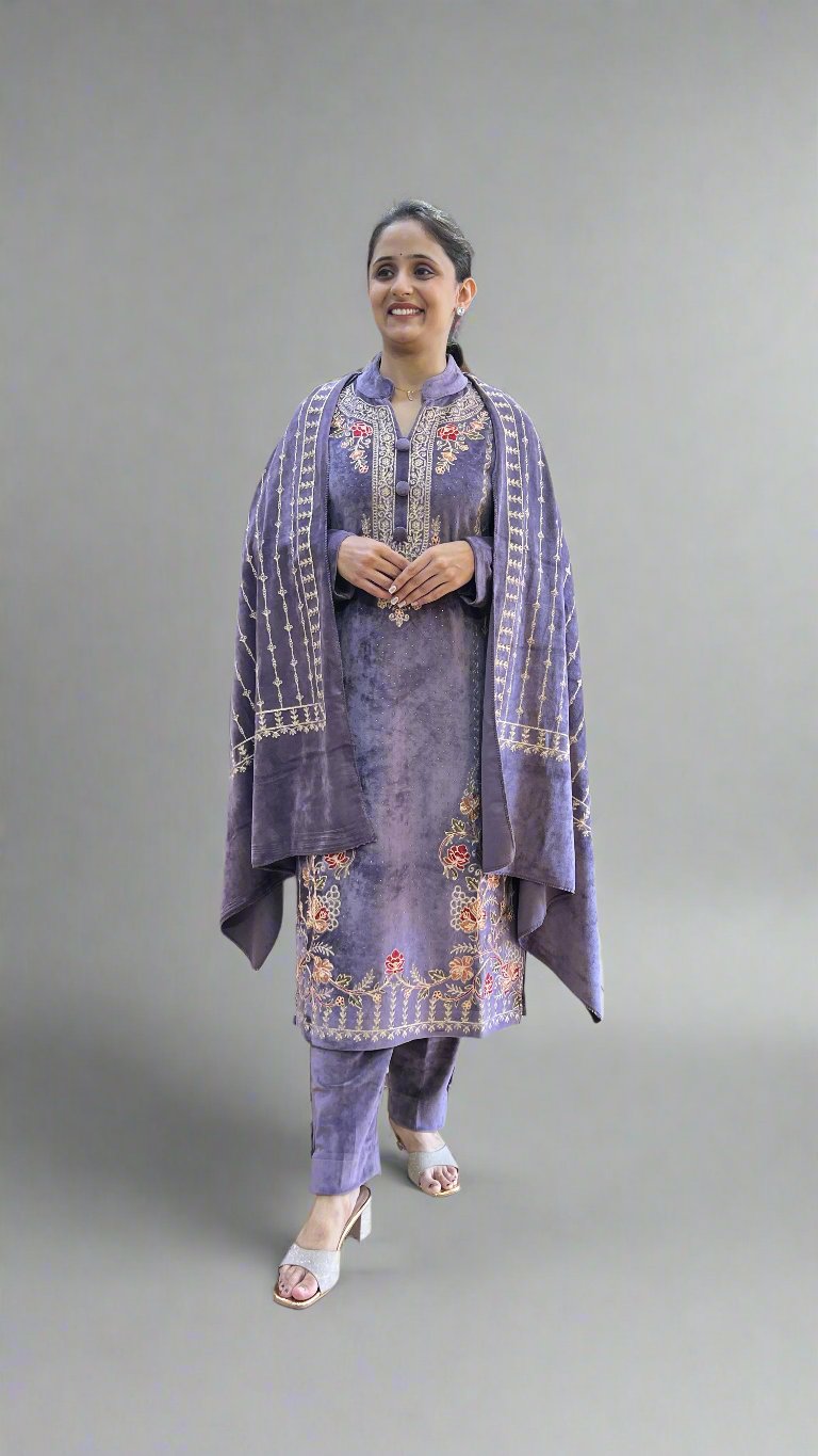 anma velvet embroidered suit