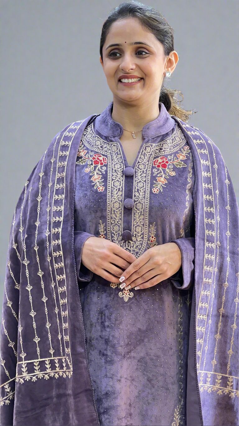 anma velvet embroidered suit