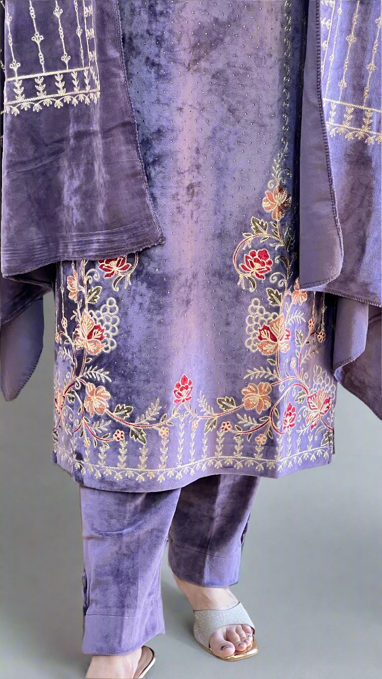 anma velvet embroidered suit