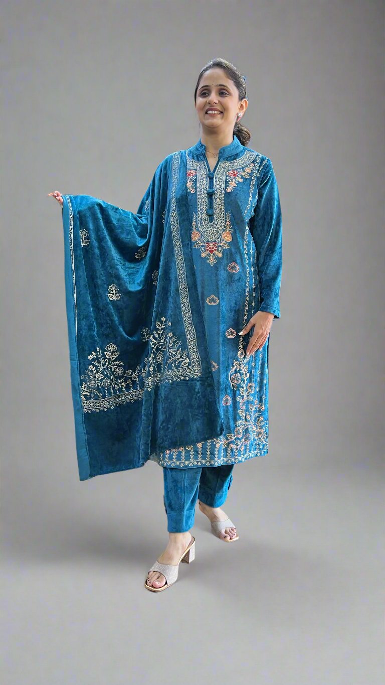 anma velvet embroidered suit