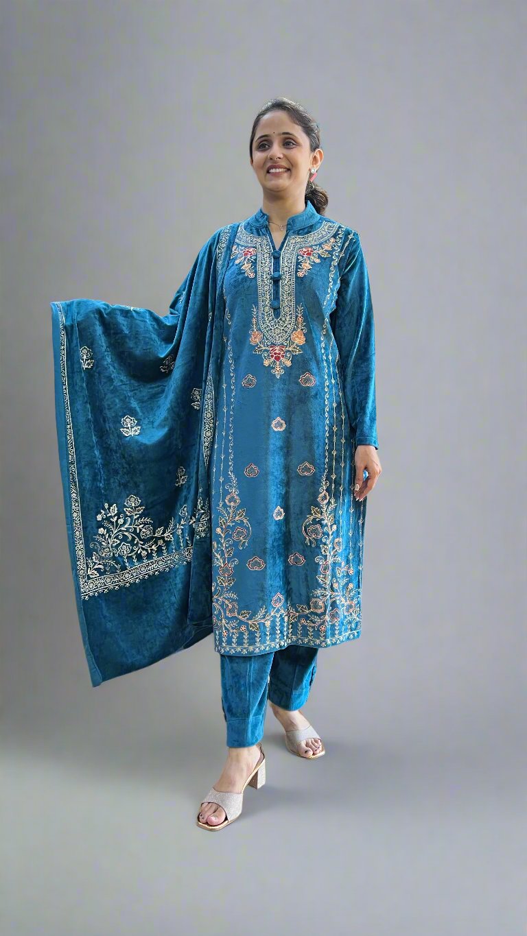 anma velvet embroidered suit