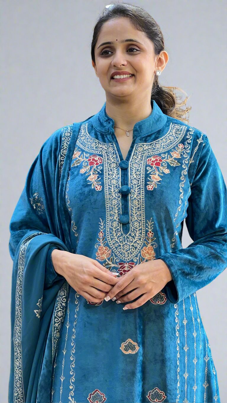 anma velvet embroidered suit