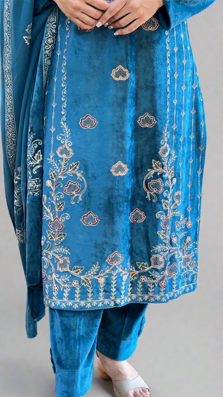 anma velvet embroidered suit