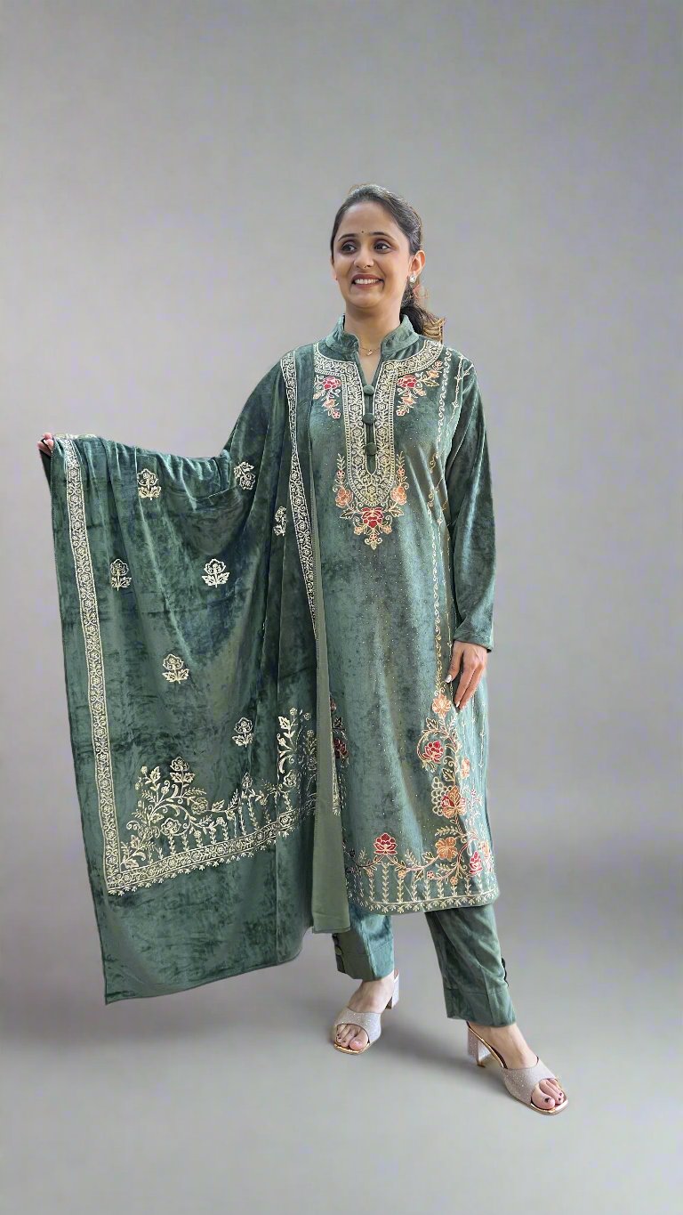 anma velvet embroidered suit