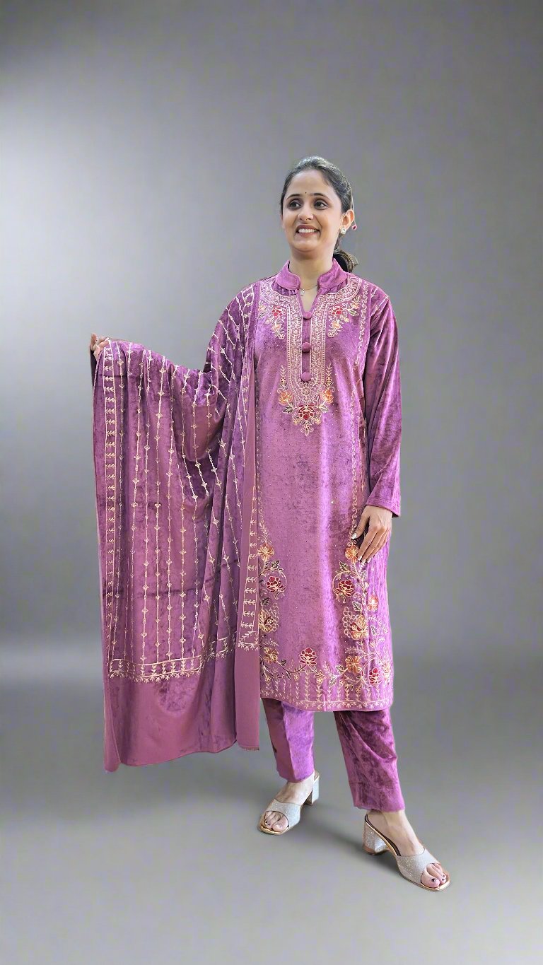 anma velvet embroidered suit