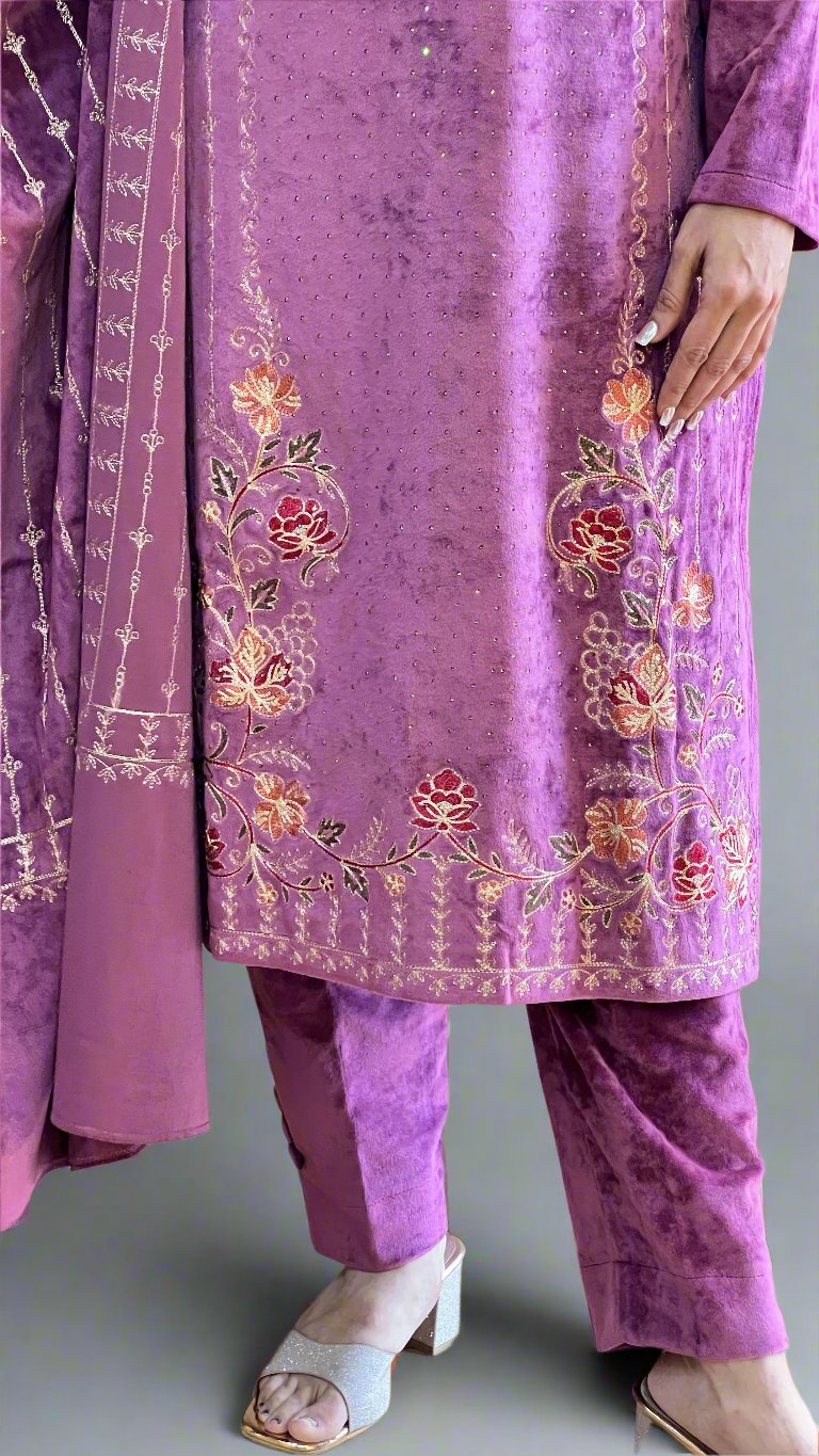 anma velvet embroidered suit