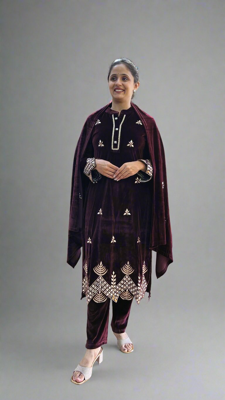 avha designer velvet suit