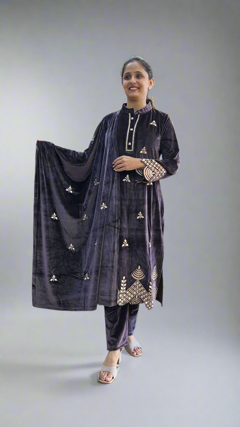avha designer velvet suit