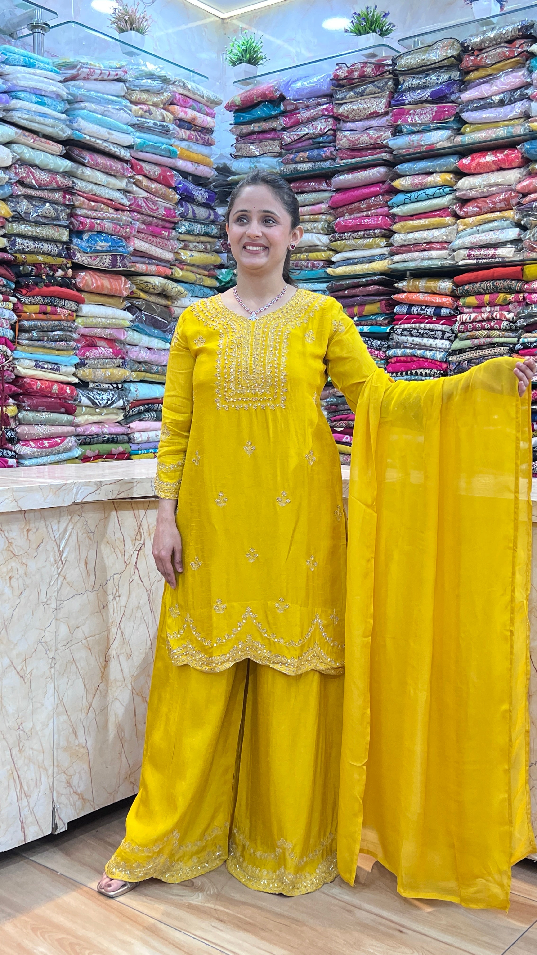 Premium silk hand work suit ( tj 23767 )