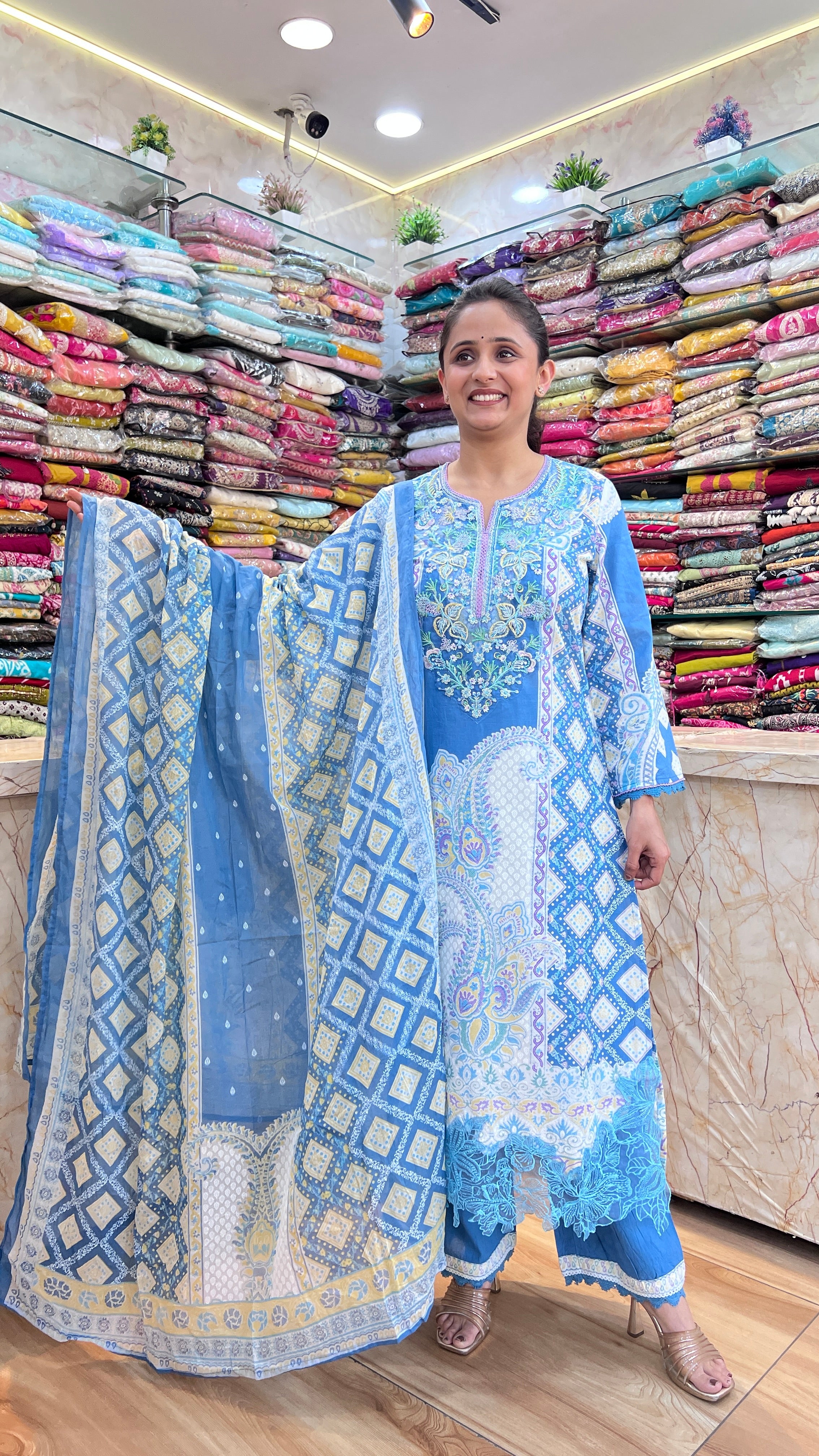 Designer cotton pakistani suit ( 13367 )