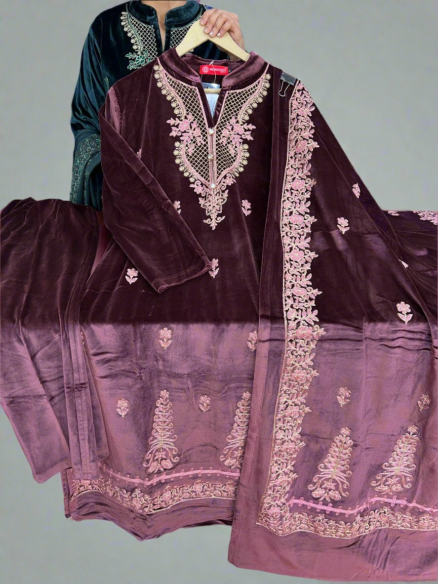 aganha embroidered velvet suit