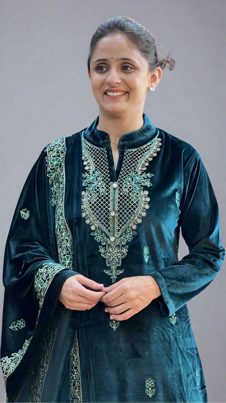 aganha embroidered velvet suit