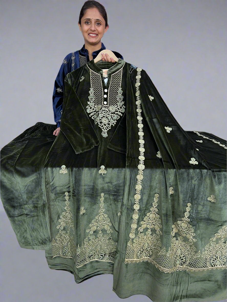 agthya embroidered velvet suit