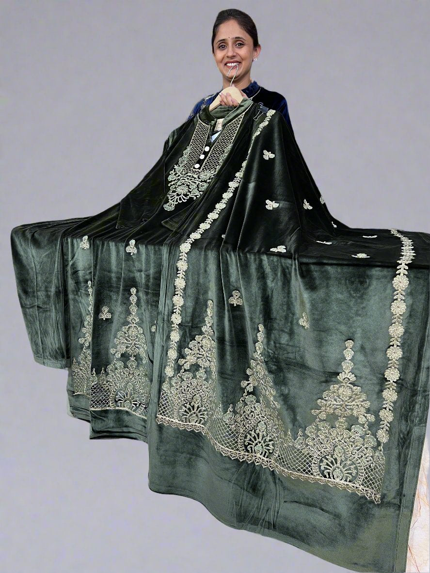 agthya embroidered velvet suit