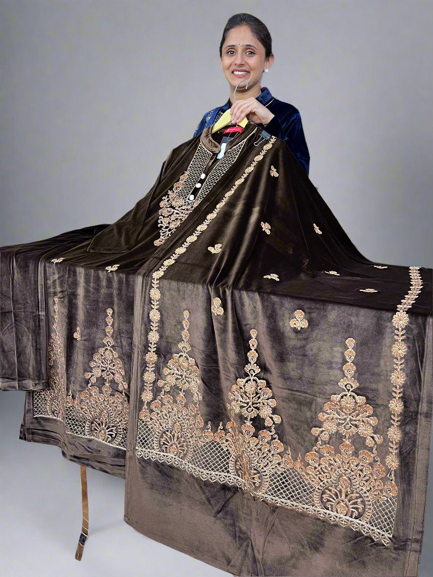 agthya embroidered velvet suit