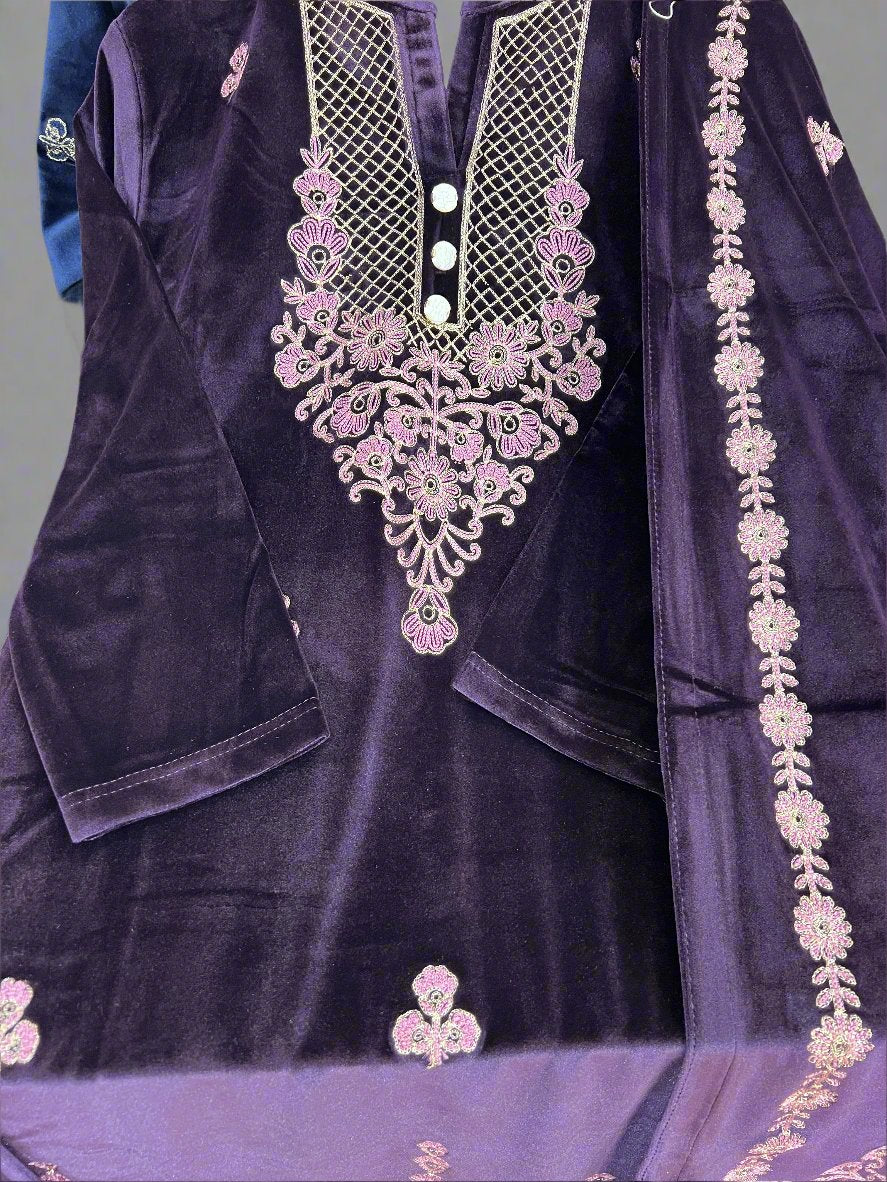 agthya embroidered velvet suit