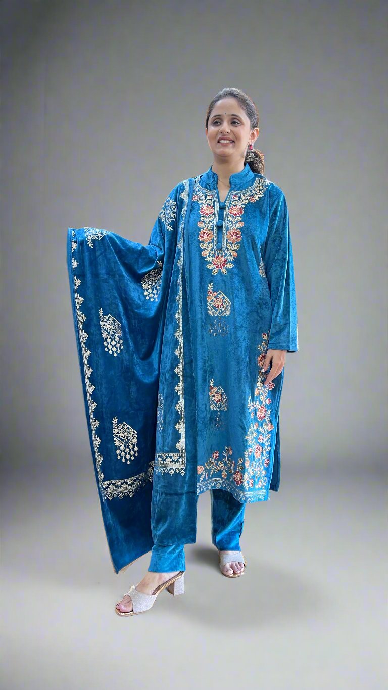 anaya embroidered velvet suit