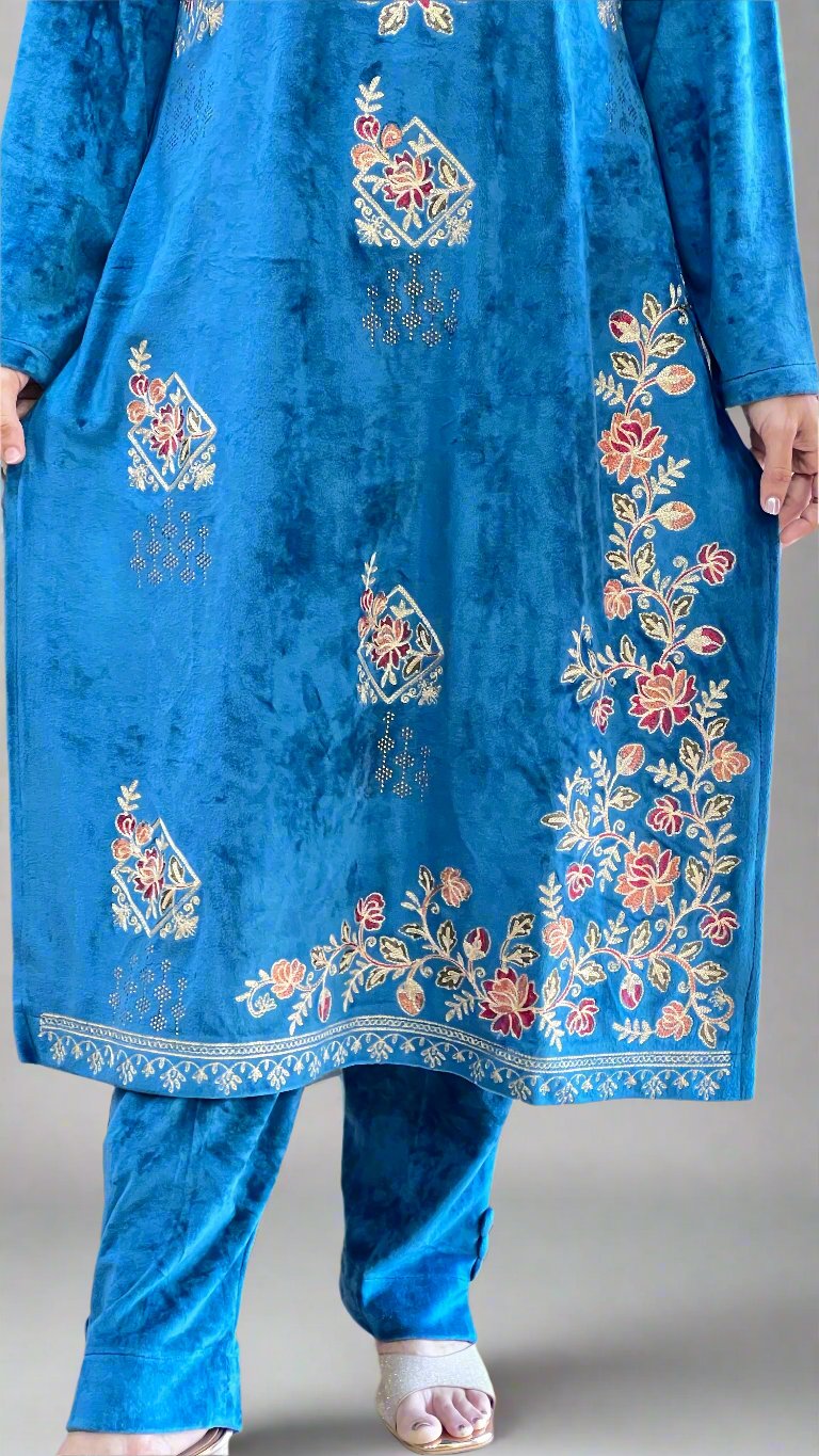 anaya embroidered velvet suit