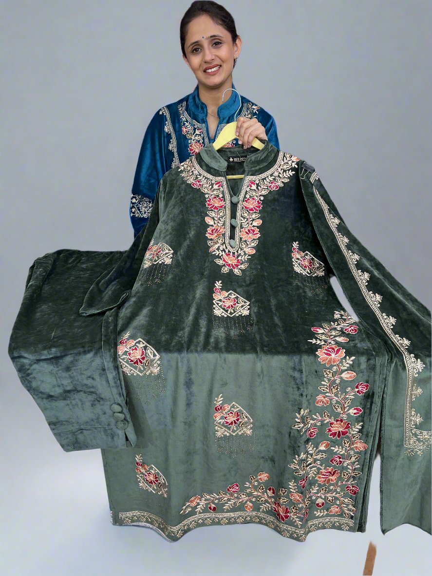 anaya embroidered velvet suit