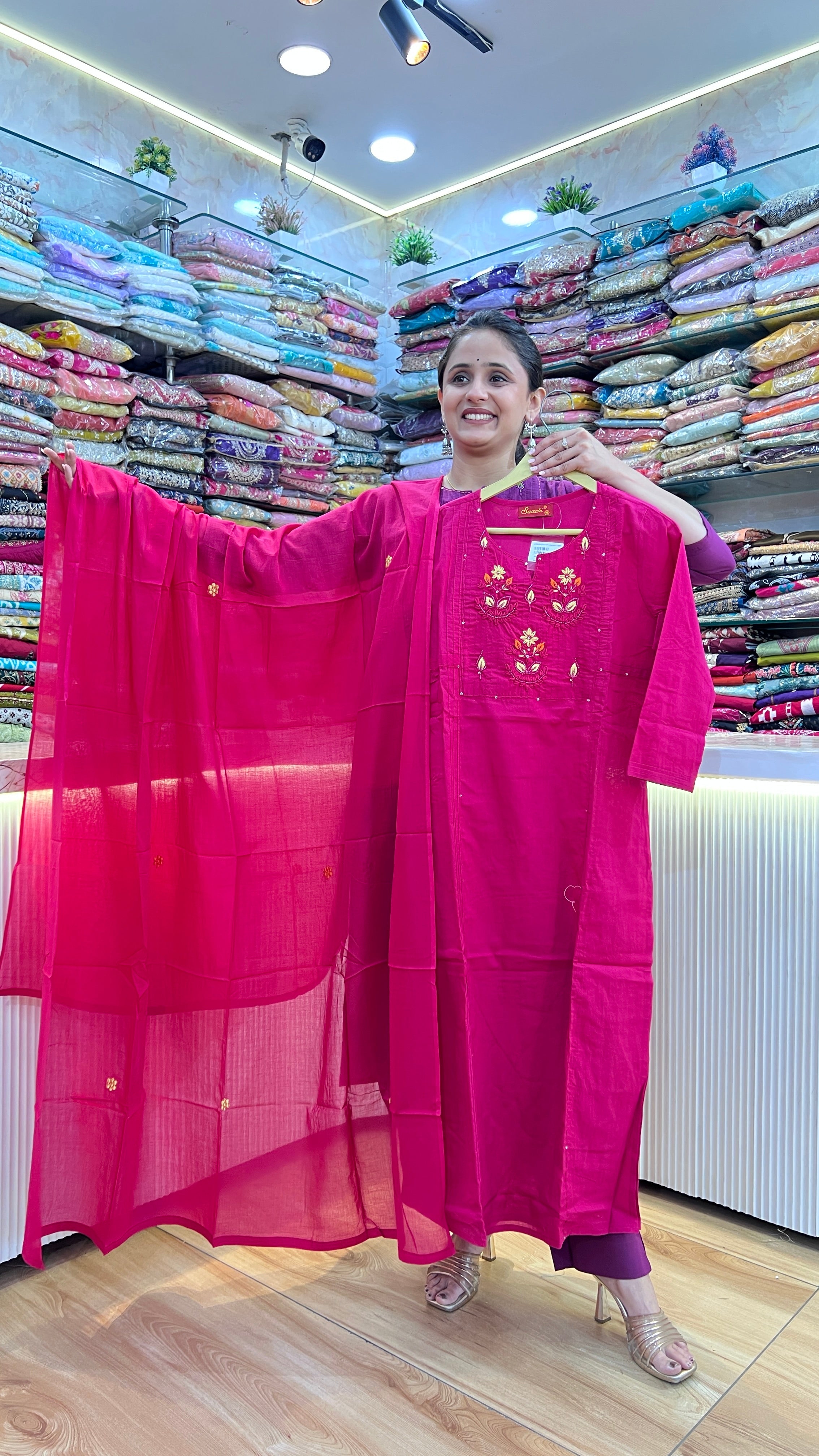 Premium cotton thread work suit ( sh 77567 )