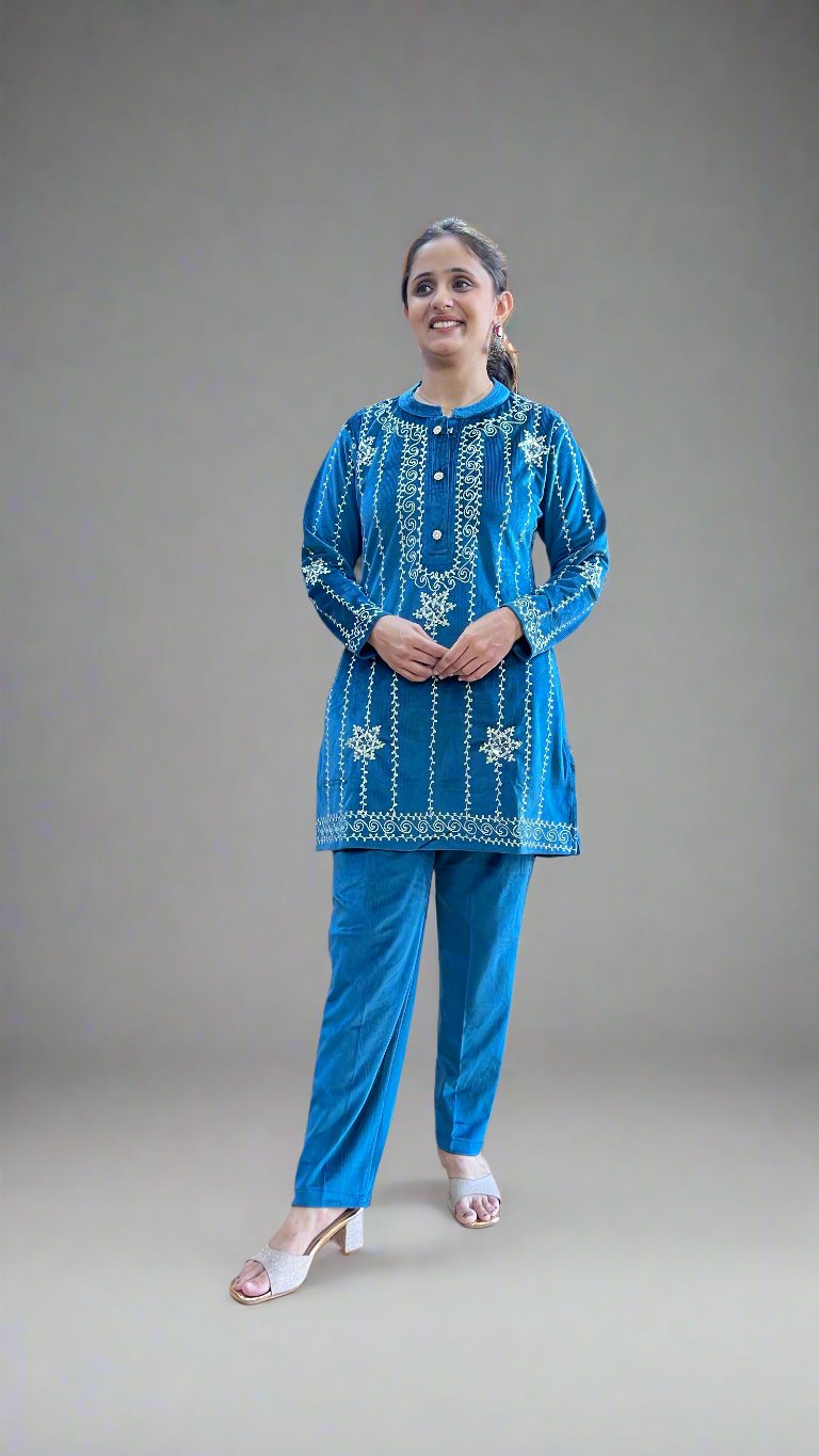 aqua velvet cord set