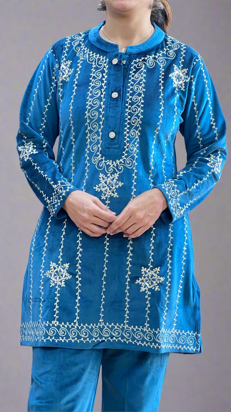 aqua velvet cord set