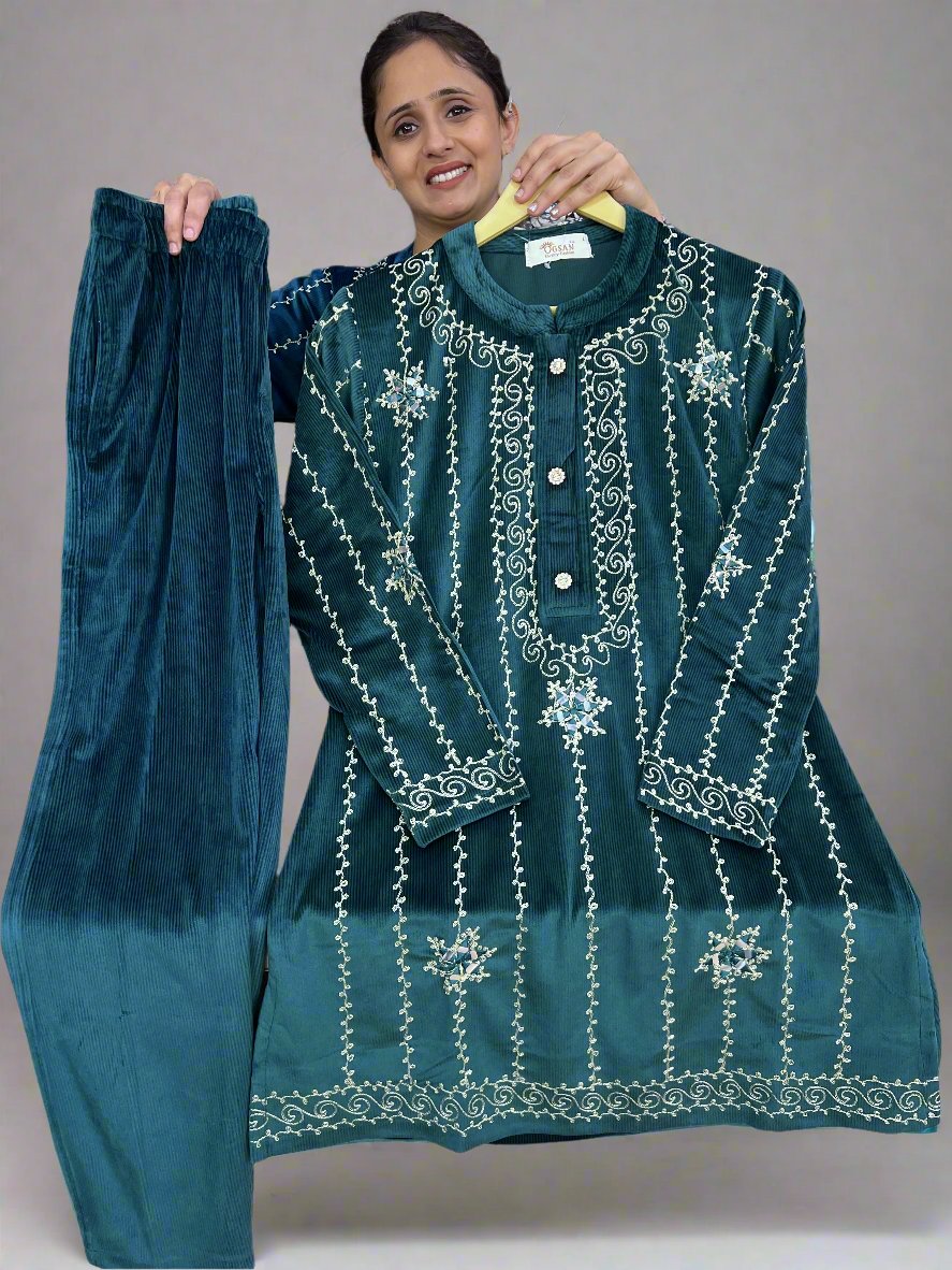 aqua velvet cord set